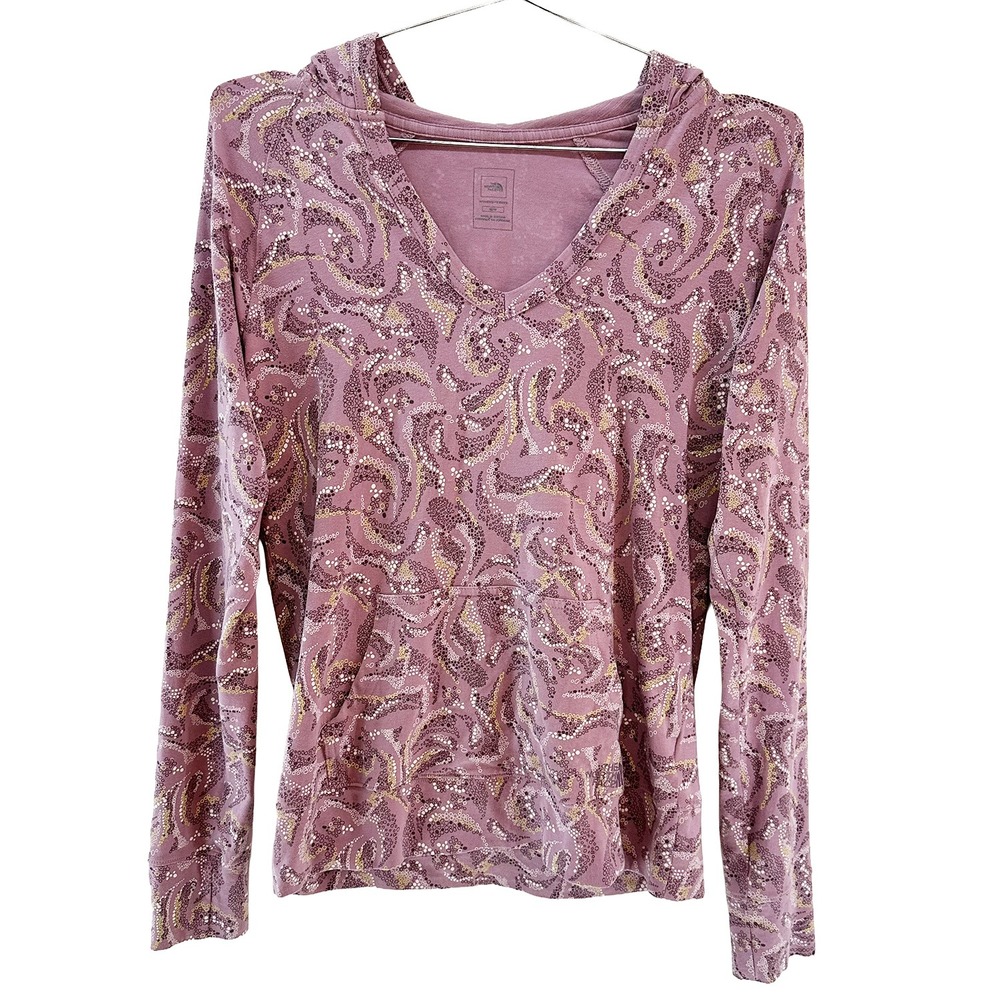 THE NORTH‎ FACE Paisley Lightweight Long Sleeve Hoodie • Medium • pink